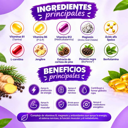 Apoyo Nutricional para Nervios, Músculos y Energía,